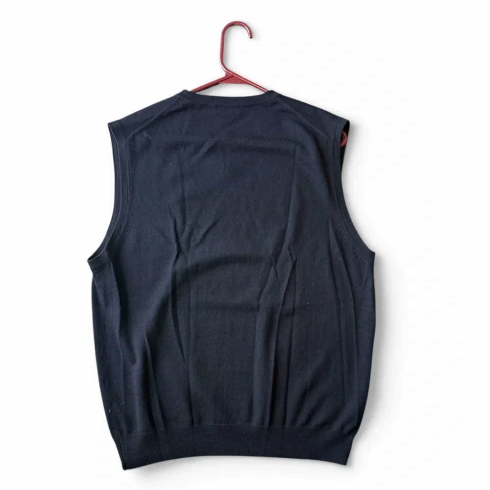 J.Crew Italian Merino Wool Sweater Vest Navy V-Neck Preppy Academia Quiet Luxury - Picture 6 of 9